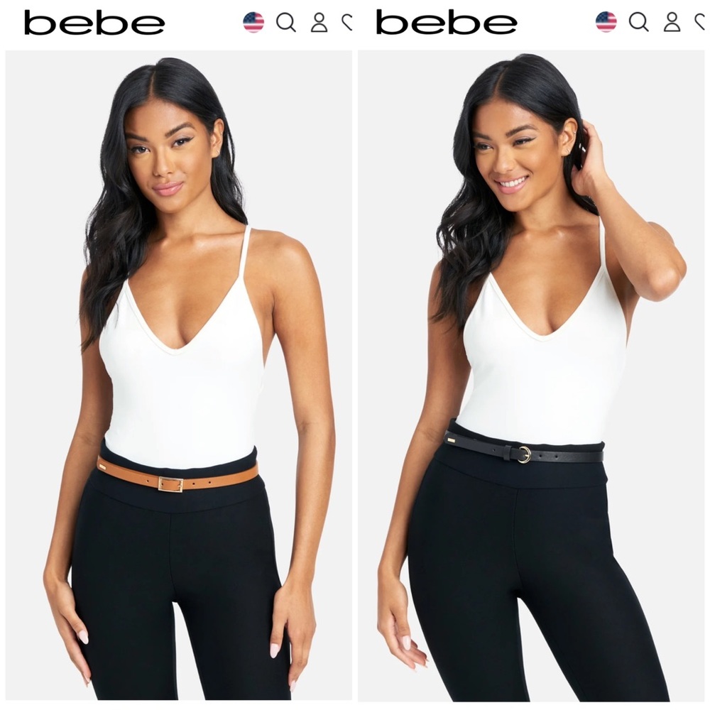 New! Women’s BEBE Three (3) Pack of Skinny Vegan Leather Belts - 2XL